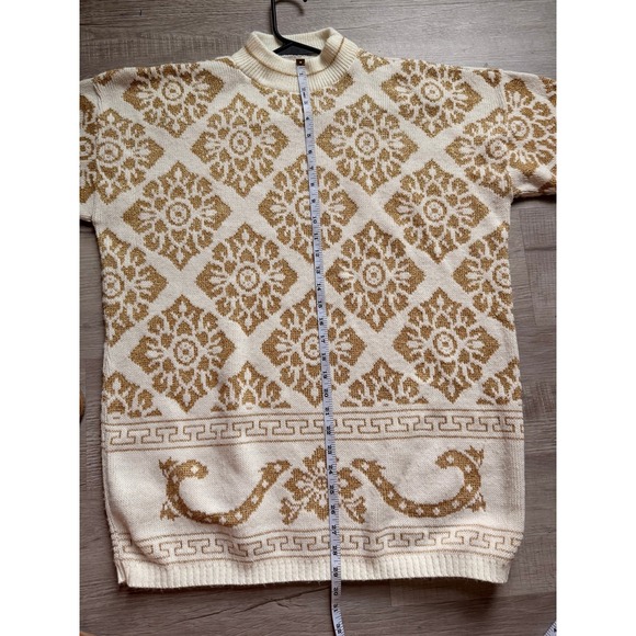 Vintage‎ cream gold Dana Scott women's Sweater m-l - Picture 10 of 11